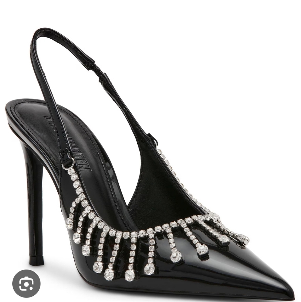 Steve Madden Thrill Embellished Patent Leather Slingback Heels